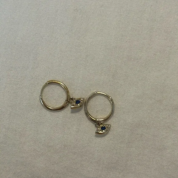 NWOT Mini Gold Evil Eye Huggie Hoops 9mm hoop earrings in gold - Picture 6 of 6